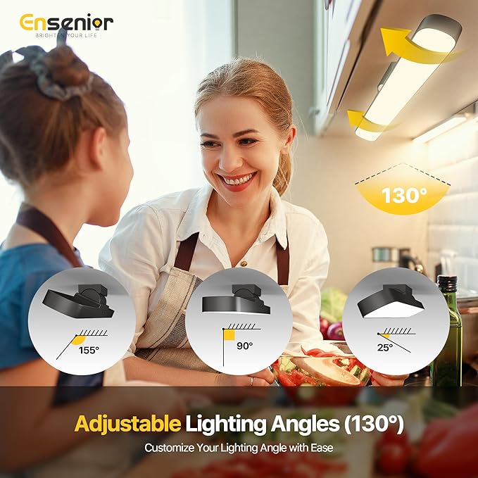 Ensenior Light Bar, 14 inch Rechargeable Under Cabinet Motion Sensor Lighting with Stepless Dimming Magnetic 3CCT Remote 2000mAh, Motion Sensor Light Indoor for Kitchen, Vanity Mirror, Closet, 2 Pack