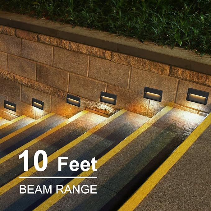 GOODSMANN Low Voltage Step Lights 5.5 Inch Outdoor 12V AC Landscape Stair Lights Wired 2PK 3W LED Electric Outdoor Deck Lighting Black Metal 49 Lumens 3000K Warm White with Cable Connectors