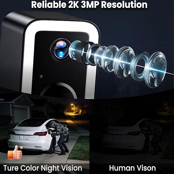 【2 Pack】Security Cameras Wireless Outdoor, Color Night Vision Even in the Dark, Crime Prevention with AI Motion Detection & Spotlight Siren Alarm, 2-Way Audio Battery Powered Camera for Home Security