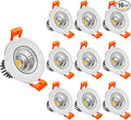 LightingWill 2inch LED Dimmable Downlight, 3W COB Recessed Ceiling Light, Daylight White 5500K-6000K, CRI80, 25W Halogen Bulbs Equivalent, Silver(10Pack)