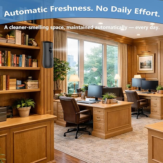 Automatic Air Freshener Spray Dispenser (2-Pack) Wall Mounted or Free Standing, Commercial and Home Use, Multiple Time Scent/Mist Release Settings for Room/Restroom Sprayer (Black1101)
