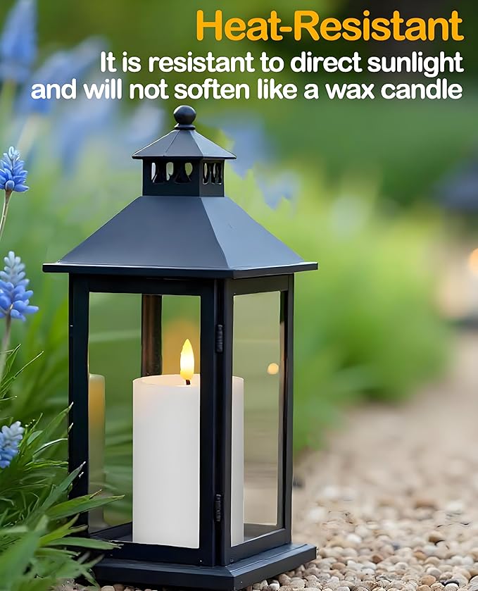 3"x6" Outdoor Waterproof Flameless Candles with Remote and Timers, LED Candles, Battery Operated Candles, Electric Fake Pillar Candles for Patio, Porch, and Lanterns Decor (White, Plastic)
