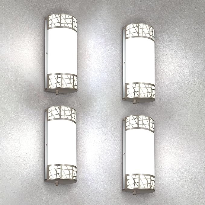 ASD 12 Inch LED Indoor Wall Sconce - Brushed Nickel Modern Dimmable 15W 2700K-5000K Adjustable Wall Mounted Light Fixtures, Wall Lights for Bedroom, Bathroom, Living Room, Hallway Decor - ETL 4 Pack