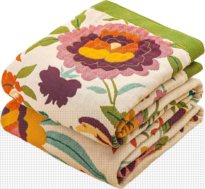Boho Throw Blanket for Bed Couch 100% Cotton Ultra Soft Large Rustic Quilt t Queen Blanket,Bird Floral Printed Farmhouse Bed Blankets 80"×90", Decorative Reversible Muslin Bed Cover for All Seasons