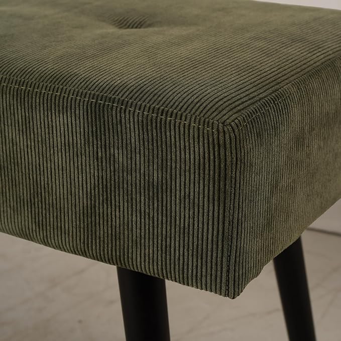 Entryway Bench - Green Bench for Bedroom, Modern Ottoman End of Bed, Corduroy Padded Benches for Living Room, Foyer, Mudroom, Hallway - 39" L x 14" W x 17" H