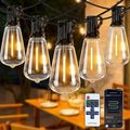 Smart Outdoor String Lights, 50FT ST38 LED Patio Lights with Timer Remote APP Control, 22 Shatterproof LED Bulbs (2 Spare), Dimmable Waterproof Hanging Light for Backyard Porch Party Decor