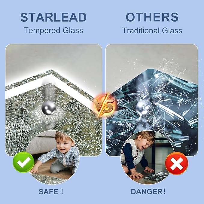 STARLEAD 59"x35" Bluetooth LED Bathroom Mirror with Dimmable Lighting, 3 Color Temperature, Anti-Fog, Touch Control, Wall Mounted Vanity Mirror for Daily Routines