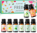 Fresh Essential Oils Set - 8 Pack Pure Aromatherapy Oils for Diffuser, Home Scents for Candle & Soap Making, Humidifier, Gift Set for Men & Women | Lemon, Peppermint, Rosemary, Eucalyptus & More