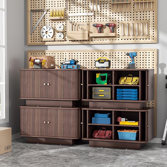 31.5" W Sliding Door Shoe Storage Bench, Small Entryway Shoe Cabinet with Adjustable Shelf, Space-Saving Wooden Low Cabinet for Hallway, Living Room, Apartment, Dorm, Walnut