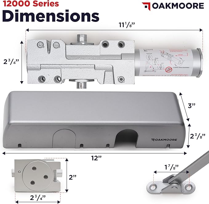 Ultra Heavy Duty Commercial Door Closer, Automatic Self Closing Door Hinges, ADA UL Grade 1-6 Listed, Door Closers Commercial High Traffic, Auto Door Closer, Hydraulic Spring Soft Close (Silver)