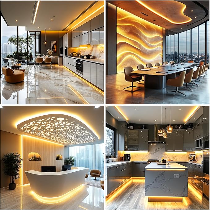 LED Strip Lights 24V COB LED Warm 3000K Super Bright LED Strip 16.4ft 5M Dotless High Density 14W/m, 8mm Width Cuttable Flexible for Home DIY COB LED Commercial Lighting Projects (No Power Supply)