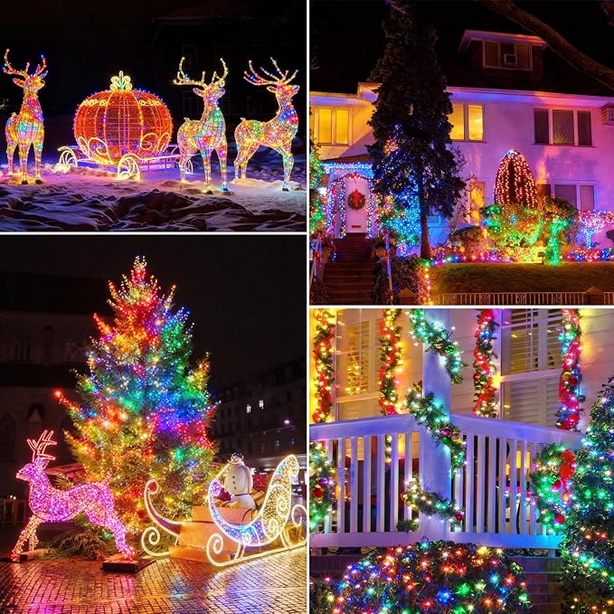 LED Outdoor Solar String Lights, 38FT 100 RGB LEDs, Solar Christmas Lights IP65, Supports APP/Music/8 Modes, Solar Outdoor String Lights for Patios, Gardens, Trees, Easter Decorations
