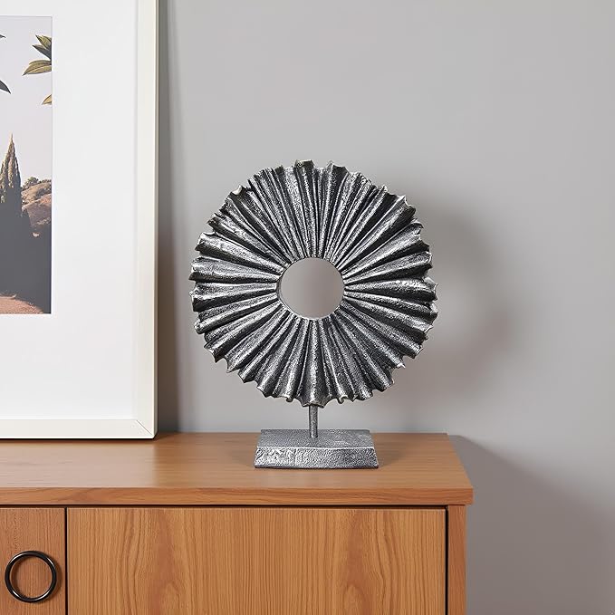 Modern Abstract Round Decorative Sculpture, Dining Living Room Desk Decor,Geometric Home Decor Statues,Shelf Top Decor Aesthetics, Coffee Tables or Office Shelves（Bronze Colored）