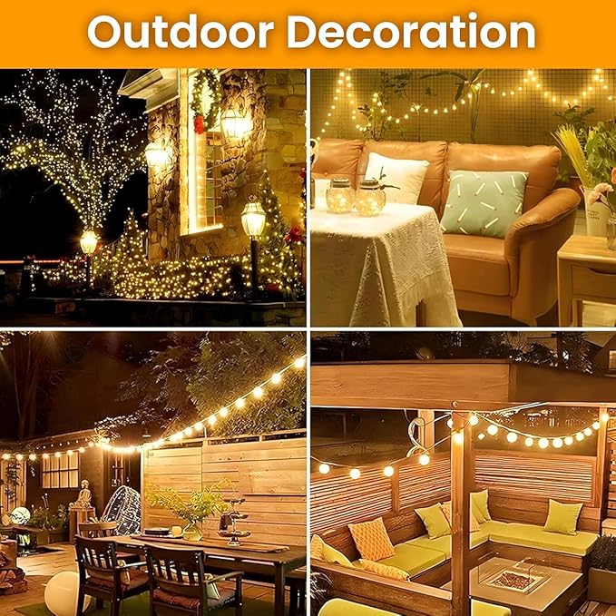 Dailyart Globe String Lights, 120LED 68FT Waterproof Fairy Lights Plug in 8 Modes with Remote Control, Brightness Adjustable &Timing String Lights Indoor Outdoor, Fairy Lights for Bedroom, Warm White