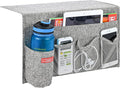 Linen 5 Pockets Bedside Caddy, Bedside Storage Organizer with Water Bottle Holder for Magazine, Remotes, Phone (Grey)