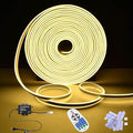 DELight AC 110-120V Waterproof IP65 Cozy 2700K Warm White 50ft Neon Rope Lights with Remote Control Dimmable Cuttable Flexible LED Strip Lights Outdoor DIY Retro Vibe DEL-D50W
