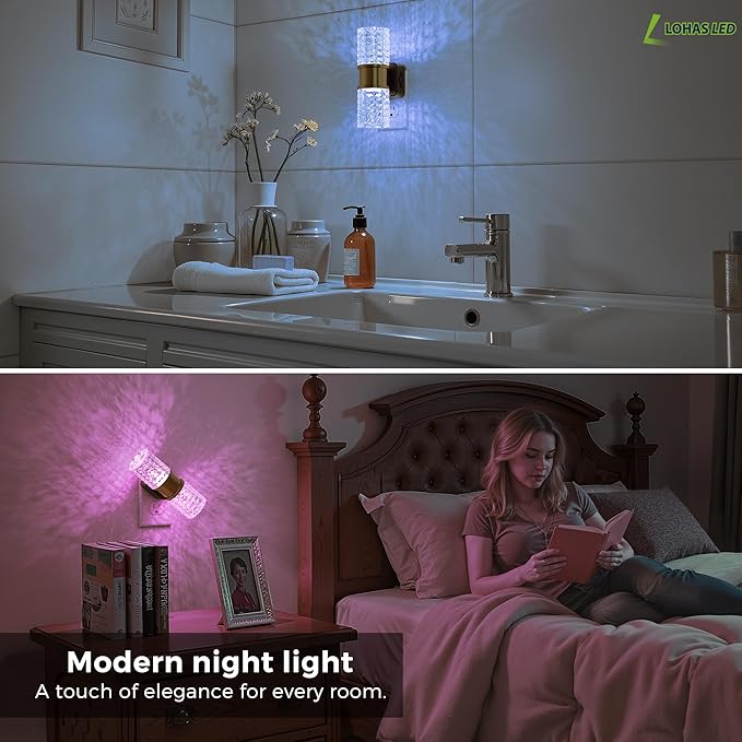 L LOHAS LED Night Light, Night Lights Plug into Wall, 10-Color RGB Change Nightlights,10/50/100LM Adjustable Automatic Nightlights Pulg in with Dusk to Dawn Sensor for Room Bathroom Hallway