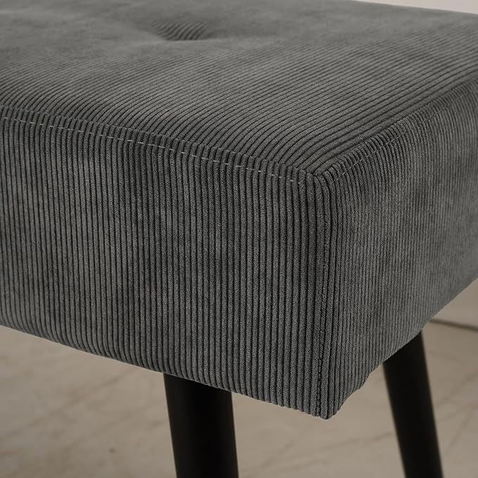 Entryway Bench - Grey Bench for Bedroom, Modern Ottoman End of Bed, Corduroy Padded Benches for Living Room, Foyer, Mudroom, Hallway - 39" L x 14" W x 17" H