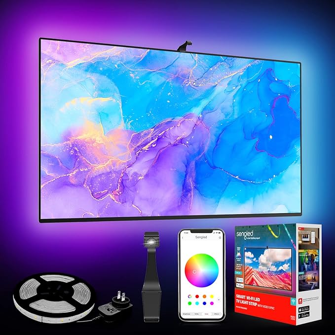 Sengled Envisual TV Led Lights(TV Sync Suppoorts Off-line), TV LED Backlights with Camera for 40-45 inch TVS, Smart Ambient WiFi RGB Lights, Works with Alexa & Google Assistant, App Control, Vision G2