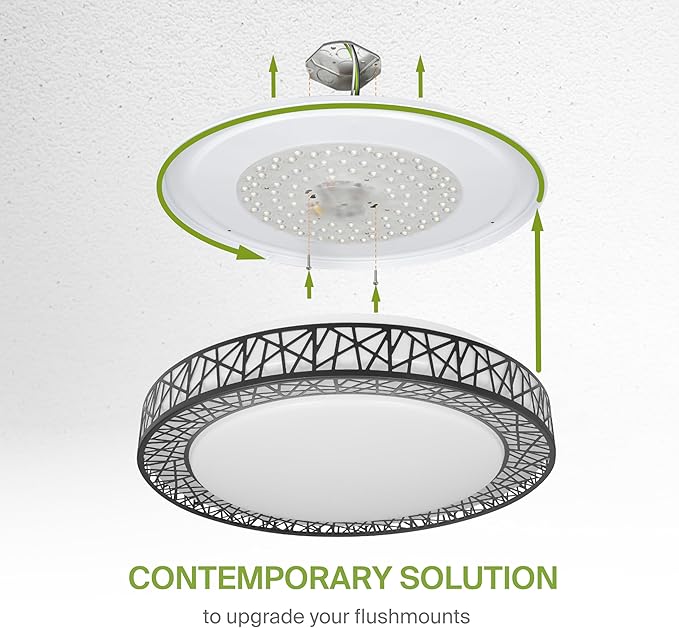 ASD 20 Inch Smart RGBW Flush Mount Ceiling Light with Remote - Matte Black 42W 120V 2700-6500K Dimmable Ceiling Light Fixture, WiFi App Control RGB Lights, Alexa & Google Assistant - ETL