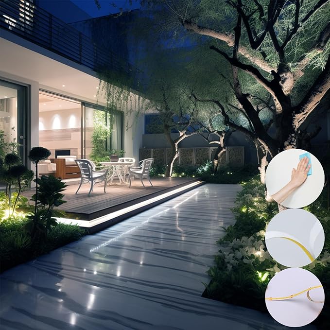 24V COB LED Strip Light Outdoor Waterproof 65.6ft (2 Rolls of 32.8ft), 6000K Cool White 11W/M 312LEDs/M CRI 93 LED Tape Light with Power Supply for Bedroom Courtyard Living Room Ceiling