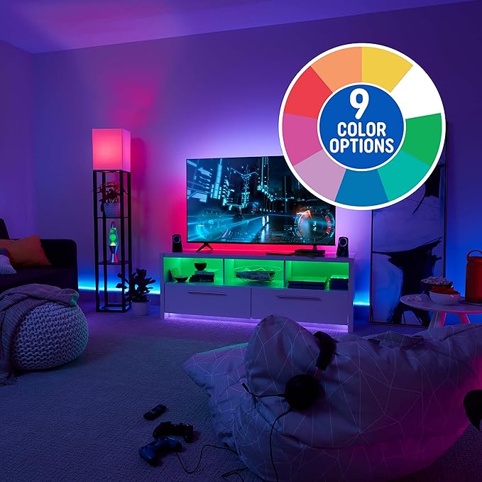 GE LED TV Tape Light, Color Changing Strip Light with Remote, No App or Wi-Fi Required, 84in (1 Pack)