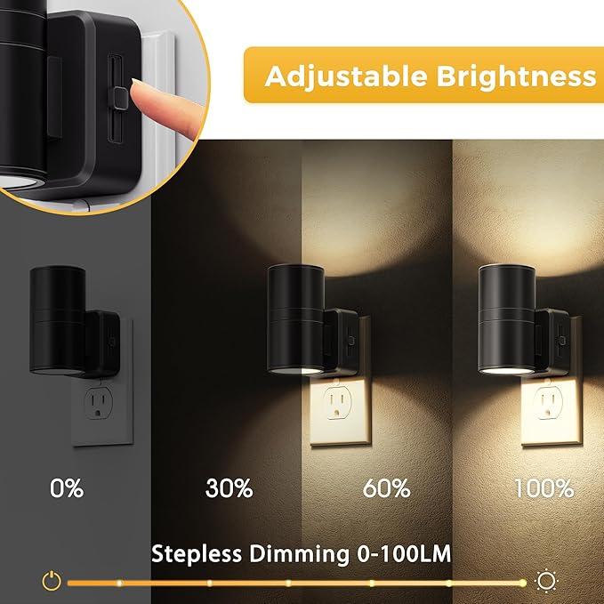 L LOHAS LED Night Light, Automatic Night Lights Plug into Wall, 2 Pack Nightlights with Light Sensor, 3000K Soft White 0-100LM Dimmable Modern Nightlight for Kids Bedroom Hallway