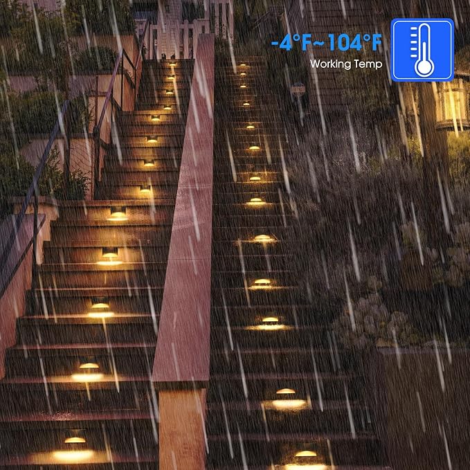 Energetic 120V LED Stair Lights - 2200K/2700K/3000K/4000K/5000K Indoor Step Lights, 3W Outdoor Stairway Lights, CRI90, ETL Listed, Wet Location, Aluminum, 5CCT, Black, Pack of 4