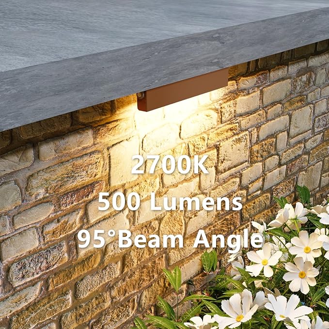 4 Pack 7 Inch Retaining Wall Lights, 5W LED Hardscape Lighting, 12V AC/DC Low Voltage Step Light, 2700K Soft White IP65 Waterproof Outdoor Landscape Lighting for Patio Walls Stairs, ETL