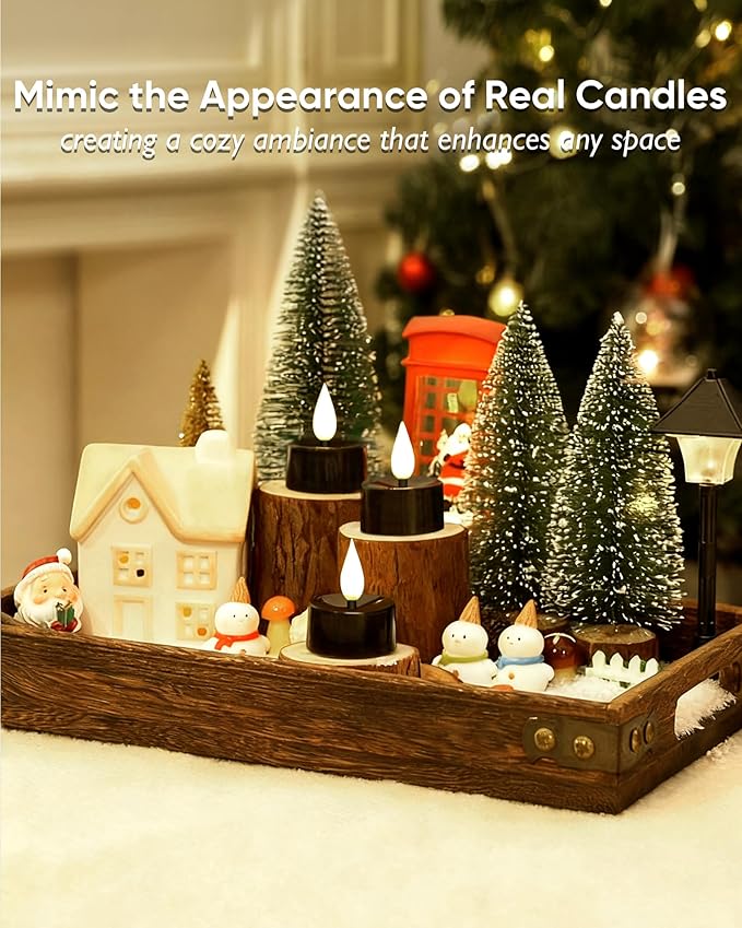 Amagic Flameless Black Timer Remote Tealights Candles, 3D Black Wick Flickering Tea Lights, 300+Hour Colored Votive Candles Battery Operated, Set of 12 for Table Decorations, Pumpkin, Halloween, Party