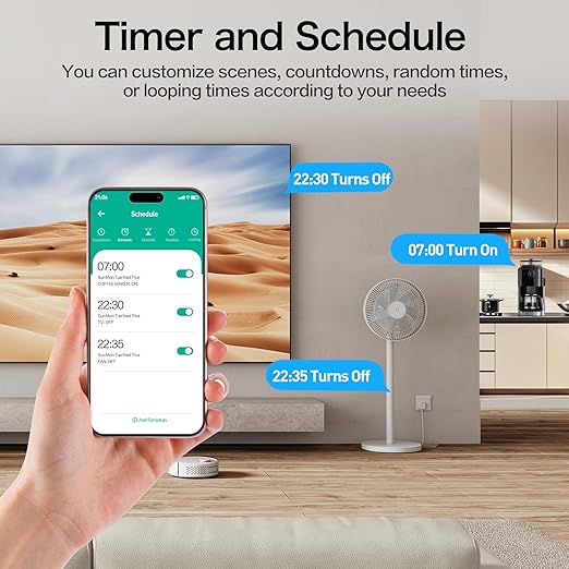 KimFilter WiFi Smart Plug, Wireless Plugs Outlet Compatible with Alexa & Google Voice Assistant, App Controlled Outlet with Timer Function, 2.4GHz Only Wi-Fi Smart Socket, Smart Plug Timer for Home