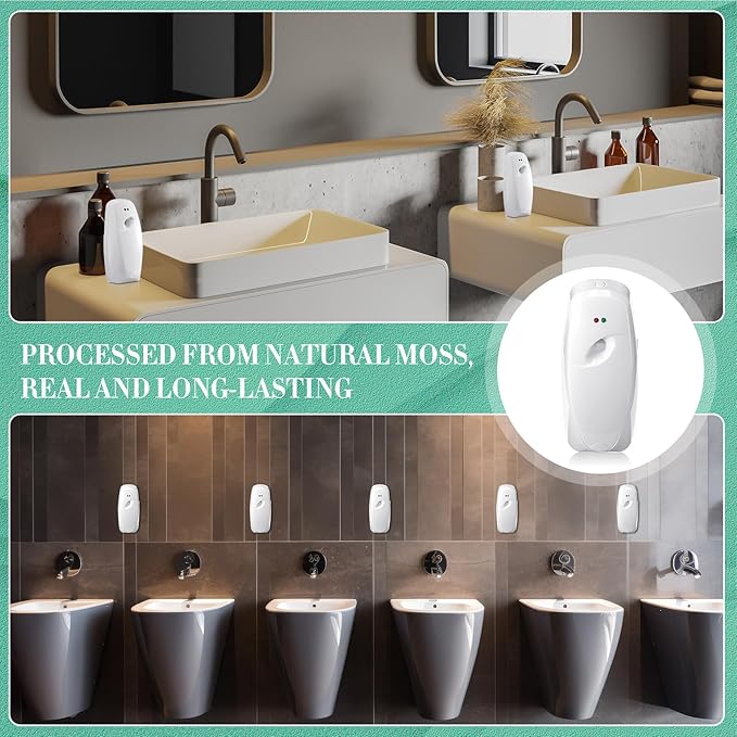 Maxcheck Automatic Air Freshener Spray Dispenser 2 Pack Wall Mounted Free Standing Restroom Air Freshener Battery Operated Automatic Sprayer Dispenser for Home Bathroom Commercial Time Scent(White)