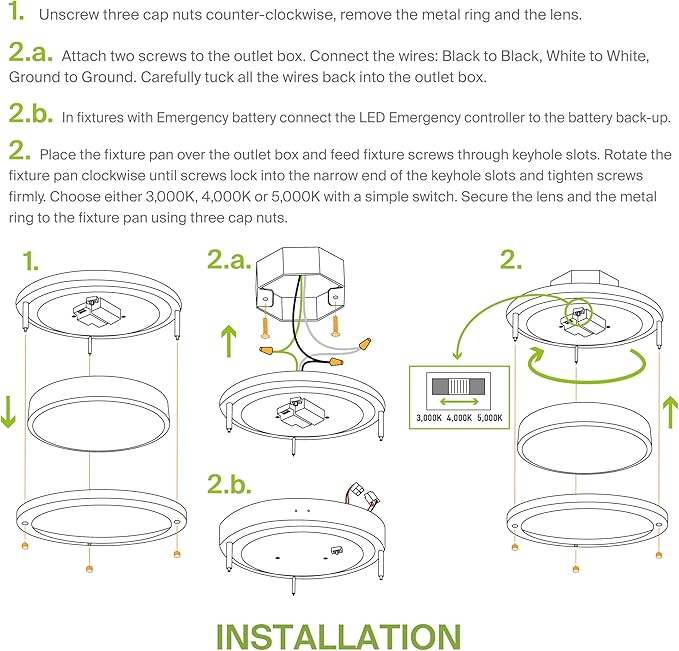 ASD LED 14" Round Flush Mount Lighting, Close to Ceiling Light Fixture | 3CCT, Dimmable, Energy Star, ETL Listed | 21W 1725LM 3000-5000K 100-277V | Low Profile Double Ring Lamp | Nickel, 4 Pack