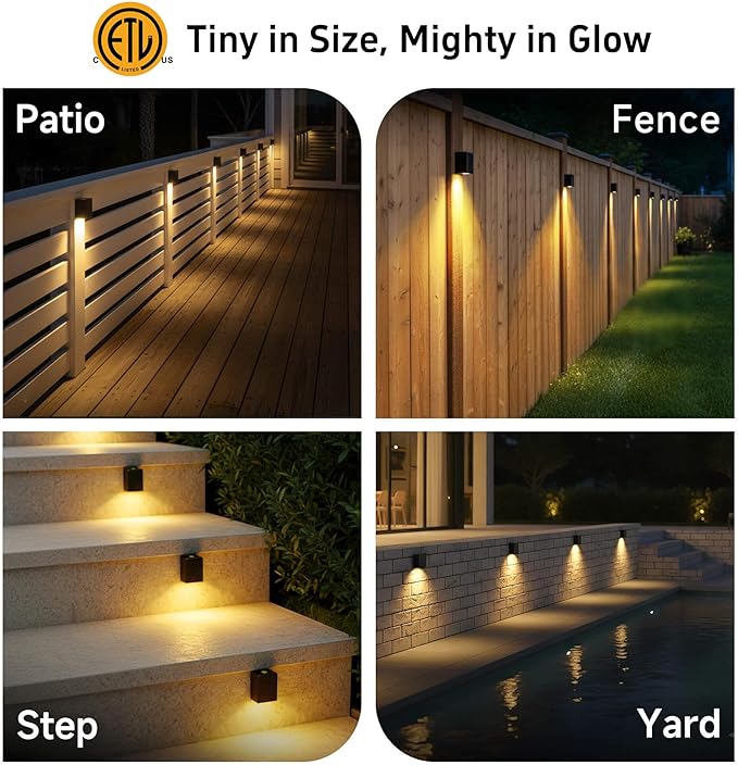 Gardenreet Low Voltage Deck Lights - 12V Solid Brass LED Step Light Outdoor, IP65 Waterproof Hardwired Wall Sconce for Fence Railing Patio 2700K Warm White 3W 216LM 2 Pack