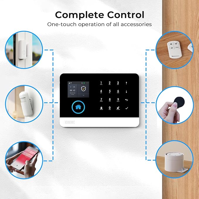 WiFi Wireless Alarm System for Home Security, GSM Home Alarm 24 Piece Kit with Siren, PIR Motion Sensors, Remote Controls, Window/Door Sensors (Tuya and Smart Life APP)