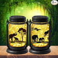 2 Pack Outdoor Hanging Solar Lanterns, Elephants Vintage Glass Mason Jar Fairy Lights, Birthday Mothers Day Gifts for Women Mom Grandma, Waterproof Garden Lights for Patio Yard Lawn Tree