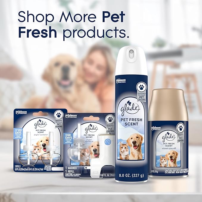 Glade Automatic Spray Refill, Pet Fresh Scent, Scented Air Freshener for Home and Bathroom, 6.2 Oz