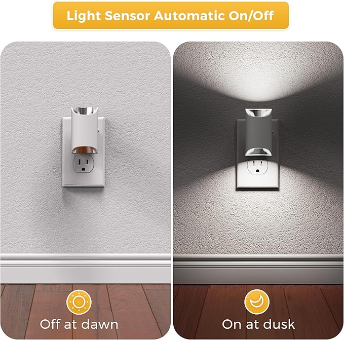 L LOHAS LED Night Light, Night Lights Plug into Wall, 5000K Daylight White, Dimmable Night Light 0-100LM with Light Sensor, Plug in Night Light for Hallway Bathroom Kitchen, 2 Pack