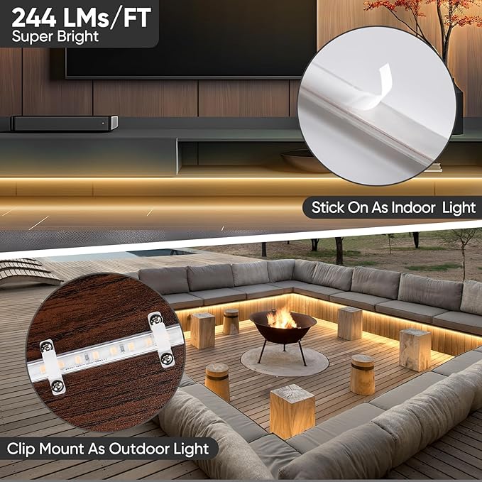Shine Decor LED Strip Light Super Bright 12000LM, Plug&Play 120V Driverless Easy Wiring, Flicker Free Weatherproof for Outdoor Indoor, Min. 3.9” Cuttable Stickable, 2800K Warm White 50FT ETL Listed