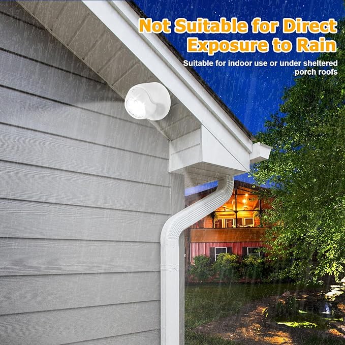 Motion Sensor Outdoor Lights - Outdoor Motion Sensor Light Battery Operated Wireless Spotlight Motion Detector Security Light Auto On Off for Sheltered Porch Stair Hallway Garage Wall Shed (4 Pack)
