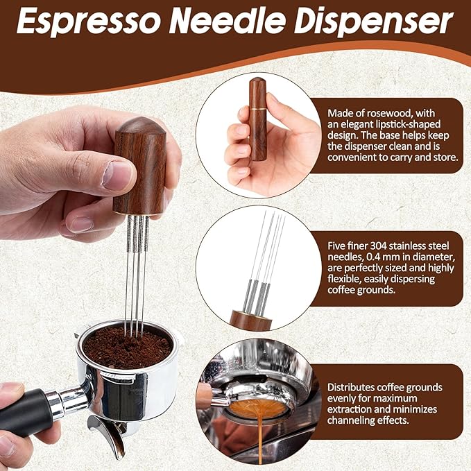 7 Pcs Espresso Accessories Kit, 51 mm Coffee Tamper Set Espresso Machine Accessories Coffee Tamper Wdt Tool Dosing Funnel Puck Screen Brush Tamping Station for 51 mm Barista Tools