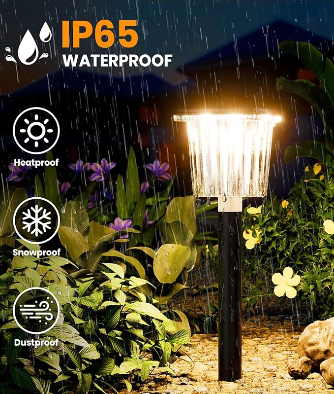 Upgraded Solar Lights Outdoor Waterproof 6 Pack, Adjustable Warm&Cool White, Pathway Lights Solar Powered Garden Decor Landscape Lighting Outside for Front Yard/Patio/Walkway/Driveway/Lawn/Path Light