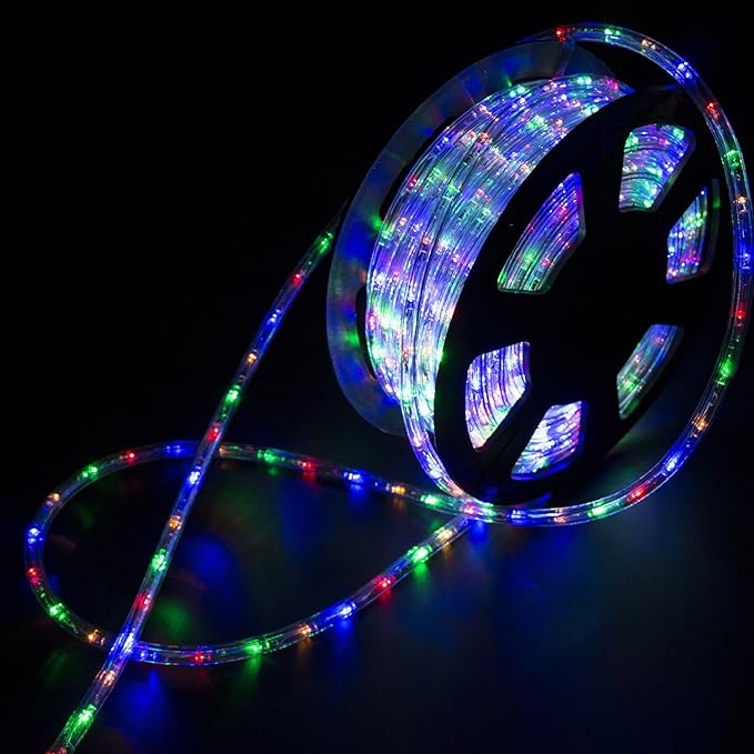 Ainfox LED Rope Light, 100Ft 1080 LEDs Indoor Outdoor Waterproof LED Strip Lights Decorative Lighting Kit (Colorful)