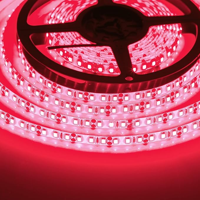 Red Waterproof 600 LEDs Strip Lights, SUPERNIGHT 12 Volt LED Light Strips 16.4FT LED Rope Lighting for Boat Bedroom Car TV Backlighting Christmas Party