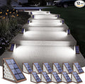 NIORSUN 12 Pack Stair Lights Outdoor Waterproof IP67, Solar Step Lights for Outside Auto On Off, Cool White, Solar Light for Steps, Stair, Patio, Yard, Porch, Front Door, Sidewalk, Deck Decor, Brown