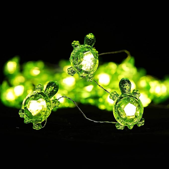 Decorman Turtle Decorative String Lights, 14ft 40 LED 8 Modes Warm White Weatherproof Battery Operated Ocean Theme Lights for Bedrooms Parties Weddings Gardens with Remote and Timer
