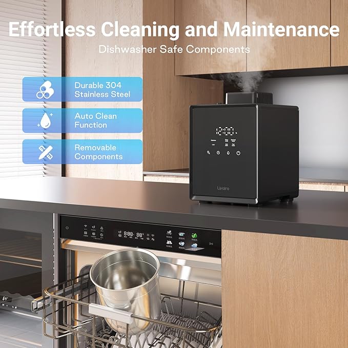 Stainless Steel Humidifier, 3L Warm Mist Humidifier, Easy Clean with Warm Steam Humidifier, Healthy Air Mist Humidifiers for Bedroom Living Room, with Sleep Mode and Auto-off Setting