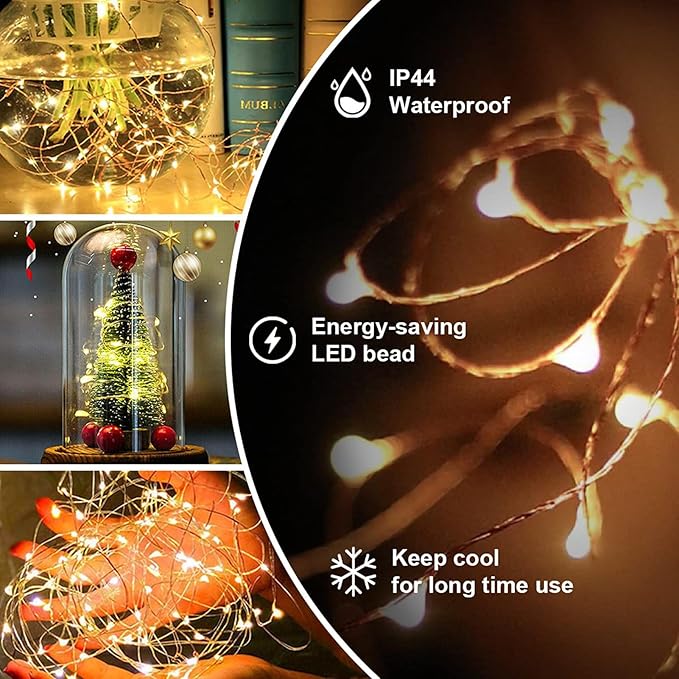 Fairy Lights Plug in,4Pack 100FT 300LEDs Waterproof Led String Lights,8Modes Remote Twinkle Light for Outdoor Indoor Christmas Wedding Birthday Garden Party Decorations,Silver Wire,Warm White