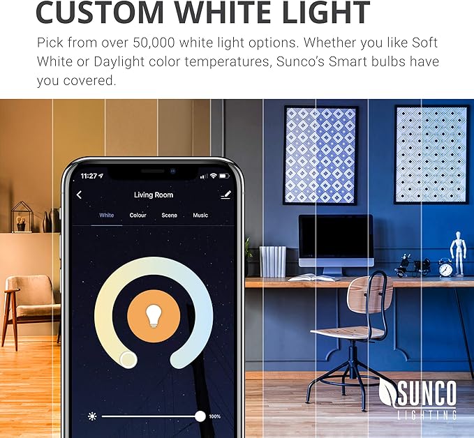 Sunco Smart Globe Bulbs G25 LED, Alexa Compatible LED Decorative Round Vanity Bulbs, 5W, Color Changing RGBCW, Dimmable WiFi Vanity Smart Bulbs for Amazon Alexa, Google Assistant, 4 Pack.