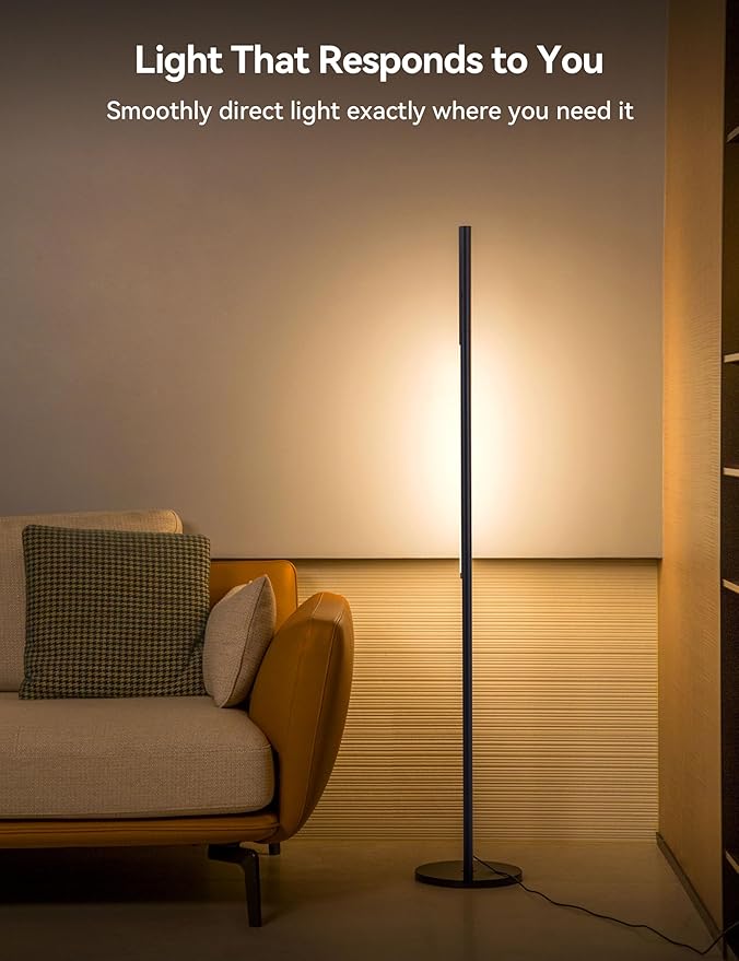 Tubicen Rotatable Corner Floor Lamp Triple-Joint 190° Arm 330° Head Rotation Standing Lamp 3 Color 4-Stage Touch Dimmable Modern LED Corner Floor Lamp for Bedroom Office Living Room Bedside Work